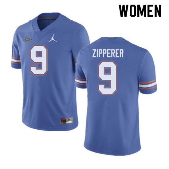 Women's Florida Gators #9 Keon Zipperer NCAA Jordan Brand Blue Authentic Stitched College Football Jersey HEG8562QY